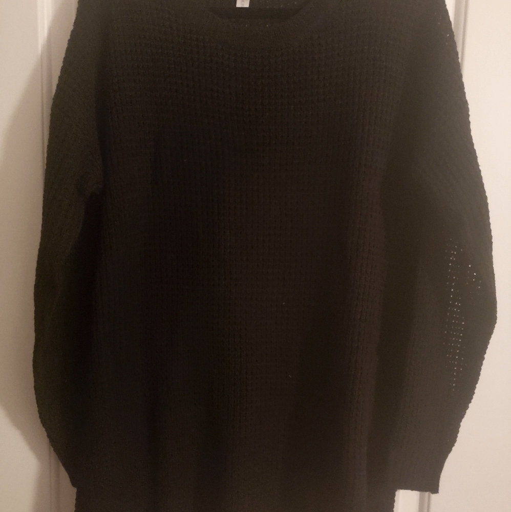 Zenana Loose Knit Black Sweater